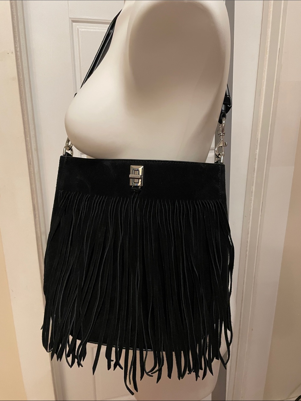 Rebecca Minkoff Black Suede Fringe Shoulder Bag
